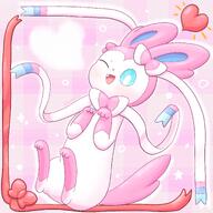 amount:solo atmosphere:valentines-day body-type:feral series:eeveelutions series:pokemon species:sylveon style:girly style:one-color style:pink wink // 2000x2000 // 325KB