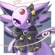 amount:pair amount:solo body-type:feral cloak forehead-gem imitation outfit series:eeveelutions series:pokemon species:espeon style:abstract-background style:kawaii style:outline wearing-bow // 1280x1280 // 209KB