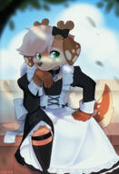 amount:solo atmosphere:sunlight body-type:anthro collar feminine hall-of-fame:bronze maid outfit paw-on-mouth species:deer style:girly style:intentional-blur style:kemono visual-teasing // 1179x1724 // 255KB