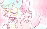 amount:solo body-type:anthro body-type:semi-anthro collar glasses hall-of-fame:bronze nerdy species:cat style:girly style:kemono style:outline style:pastel-colors style:playful sweater // 1542x956 // 147KB