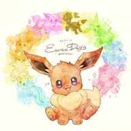 amount:multiple body-type:feral grouping:all-eeveelutions series:pokemon solo-focus species:eevee style:watercolor // 1865x1865 // 496KB
