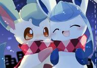 affection amount:pair atmosphere:city atmosphere:night atmosphere:snowy atmosphere:town body-type:feral cuddling embarrassed hall-of-fame:bronze hall-of-fame:silver scarf series:eeveelutions series:pokemon species:glaceon species:leafeon style:intentional-blur style:kawaii visibly-shy // 4096x2886 // 609KB
