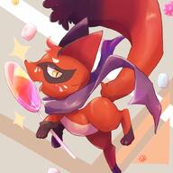 amount:solo body-type:feral candy eating food hall-of-fame:bronze lick lollipop scarf species:nickit style:abstract-background style:playful sweets // 850x850 // 522KB
