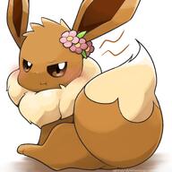amount:solo annoyed body-type:feral feminine flower series:pokemon species:eevee style:girly wearing-flower // 2200x2200 // 261KB