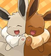affection amount:pair body-type:feral body-type:slightly-chubby cheek-rub cuddling hall-of-fame:bronze hall-of-fame:gold hall-of-fame:silver pressing-same-body-part-against-each-other series:pokemon species:eevee species:shiny-pokemon style:abstract-background style:playful style:very-playful // 2200x2400 // 279KB