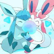 affection amount:pair body-type:feral cheek-rub cotton-candy cuddling pressing-same-body-part-against-each-other series:eeveelutions series:pokemon species:glaceon species:sylveon style:girly style:kawaii style:kemono style:pastel-colors style:playful // 4096x4096 // 775KB
