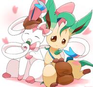 amount:pair Bag body-type:feral eating food series:eeveelutions series:pokemon species:leafeon species:sylveon style:kawaii sweets // 4096x3789 // 805KB