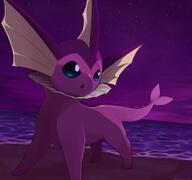 amount:solo atmosphere:beach body-type:feral series:eeveelutions series:pokemon species:shiny-pokemon species:vaporeon style:dim style:kawaii style:purple // 1200x1125 // 95KB