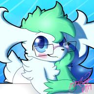 amount:solo body-type:feral glasses hall-of-fame:bronze nerdy paw-on-mouth smug species:shaymin style:icon style:kawaii style:old visual-teasing // 2048x2048 // 323KB