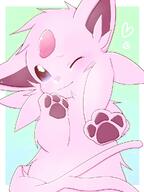 amount:solo body-type:feral fluffified forehead-gem series:eeveelutions series:pokemon species:espeon style:girly style:pastel-colors style:playful visibly-shy wink // 768x1024 // 84KB