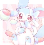 amount:solo blowing-bubbles body-type:feral series:eeveelutions series:pokemon species:shiny-pokemon species:sylveon style:kawaii style:pastel-colors style:playful // 1308x1350 // 1.7MB