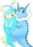 affection amount:pair atmosphere:bedroom belly-squish body-type:blob body-type:feral body-type:slightly-chubby cuddling embarrassed species:lanturn style:kawaii style:very-kawaii visibly-shy // 856x1200 // 444KB