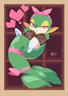amount:solo atmosphere:valentines-day bandana body-type:feral chocolate smug species:snivy style:contrasting-colors style:girly style:lineless visual-teasing // 1448x2048 // 154KB