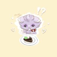 amount:solo body-type:feral body-type:semi-anthro cake chocolate cookies eating food heart-eyes series:pokemon species:espurr style:outline style:pastel-colors style:playful sweets // 1080x1080 // 65KB