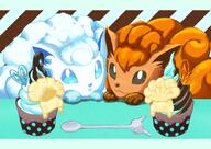 amount:pair body-type:feral chocolate cupcake species:alolan-vulpix species:vulpix spoon style:abstract-background style:contrasting-colors style:detailed-pattern // 3508x2480 // 821KB