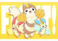 amount:multiple atmosphere:powerful body-type:feral body-type:semi-anthro cheerleader species:furret species:minun species:plusle style:abstract-background style:kawaii style:outline // 3508x2480 // 668KB