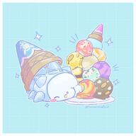 amount:solo body-type:feral eating ice-cream species:snom style:abstract-background style:outline style:pastel-colors style:playful // 2048x2048 // 423KB