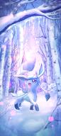 amount:multiple atmosphere:fantasy atmosphere:forest atmosphere:snowy atmosphere:sunlight body-type:feral hall-of-fame:bronze hall-of-fame:silver series:eeveelutions series:pokemon solo-focus species:alolan-vulpix species:glaceon species:snom style:colored-lighting style:irregularly-shaped-sparkles style:kawaii style:painted style:very-detailed wallpaper-material-(phone) // 1844x4096 // 919KB