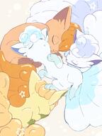 affection amount:multiple body-type:feral cuddling sleeping species:alolan-vulpix species:vulpix style:kawaii // 1536x2048 // 211KB