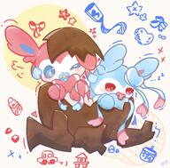 amount:pair body-type:feral pacifier series:eeveelutions series:pokemon species:shiny-pokemon species:sylveon style:dithering style:kawaii style:playful style:scribbles style:very-playful visibly-shy // 2484x2447 // 891KB