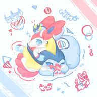 affection amount:pair body-type:feral cuddling series:eeveelutions series:pokemon species:sylveon species:vaporeon style:abstract-background style:kawaii style:pastel-colors style:scribbles style:very-playful // 2560x2560 // 436KB
