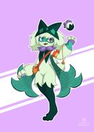 amount:solo Bag body-type:anthro heterochromia species:meowscarada style:kemono style:outline style:pastel-colors // 1463x2048 // 186KB