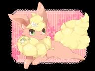 amount:solo body-type:feral feminine flower hall-of-fame:bronze series:eeveelutions series:pokemon species:flareon style:abstract-background style:border style:girly style:playful wearing-flower // 1024x768 // 508KB