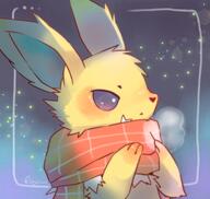 amount:solo atmosphere:christmas atmosphere:snowy body-type:feral hall-of-fame:bronze neutral-expression scarf series:eeveelutions series:pokemon species:jolteon style:icon style:noisy style:painted // 2000x1900 // 2.3MB