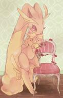 amount:solo atmosphere:home atmosphere:regal body-type:anthro body-type:semi-anthro chair hall-of-fame:bronze inviting leaning-against-something species:lopunny style:kemono style:noisy touching-face // 1107x1731 // 2.5MB