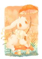 amount:solo atmosphere:field atmosphere:forest body-type:feral hall-of-fame:bronze hall-of-fame:silver mushrooms neutral-expression series:pokemon species:eevee species:shiny-pokemon style:kawaii style:very-kawaii style:white-border // 2508x3541 // 4.7MB