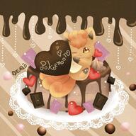 amount:solo atmosphere:fancy body-type:feral cake chocolate food species:vulpix style:abstract-background style:playful style:striped-background sweets // 1125x1125 // 226KB