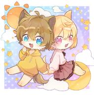 amount:pair body-type:semi-anthro casual-outfit species:cat style:chibi style:dithering style:kemono style:playful style:very-playful style:white-border // 969x980 // 148KB