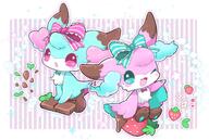 amount:pair body-type:feral body-type:semi-anthro chocolate opposite-clothing species:cat style:contrasting-colors style:girly style:outline style:pastel-colors style:playful style:striped-background style:very-playful style:white-border wearing-bow // 2048x1376 // 357KB