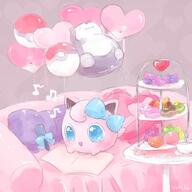 amount:pair amount:solo atmosphere:home atmosphere:party balloons body-type:blob body-type:feral book candy hall-of-fame:bronze music pokemon-berries pokepuff singing species:jigglypuff style:girly style:grainy-lines style:kawaii style:one-color style:painted style:pink style:playful style:very-girly style:very-playful wearing-bow // 699x699 // 62KB