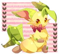 amount:solo body-type:feral bow series:eeveelutions series:pokemon species:leafeon style:kawaii style:outline style:white-border // 900x825 // 644KB