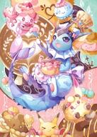amount:multiple body-type:blob body-type:feral chocolate hall-of-fame:bronze hall-of-fame:silver outfit species:pikachu species:slurpuff species:swirlix species:vanillite style:pastel-colors style:playful style:very-girly // 750x1050 // 122KB