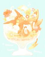 amount:pair body-type:feral body-type:semi-anthro creature-in-food flower food fruit mango species:alolan-raichu species:comfey style:pastel-colors style:playful sundae sunglasses sweets // 536x680 // 47KB