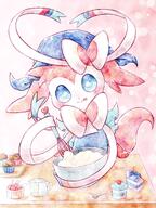 amount:solo apron atmosphere:bakery baking body-type:feral chef making-food outfit series:eeveelutions series:pokemon species:sylveon style:watercolor // 1500x2000 // 551KB