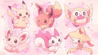 amount:multiple body-type:feral body-type:semi-anthro series:pokemon species:eevee species:jirachi species:minccino species:pachirisu species:pikachu species:rowlet style:dithering style:girly style:kawaii style:one-color style:pink style:playful // 1073x610 // 84KB
