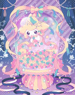 amount:solo atmosphere:assorted-objects atmosphere:fashion atmosphere:regal atmosphere:stary body-type:semi-anthro hall-of-fame:bronze hall-of-fame:silver species:jirachi style:girly style:pastel-colors style:playful style:sparkly style:striped-background // 1101x1402 // 439KB