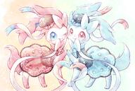 amount:pair body-type:feral chocolatier dress hall-of-fame:bronze hall-of-fame:silver series:eeveelutions series:pokemon species:shiny-pokemon species:sylveon style:split-background style:watercolor // 2039x1378 // 452KB
