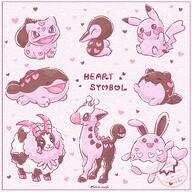 amount:multiple body-type:blob body-type:feral body-type:semi-anthro chocolate heart-shape species:azumarill species:bulbasaur species:clodsire species:cyndaquil species:dubwool species:girafarig species:pikachu species:spheal style:contrasting-colors style:girly style:one-color style:paper style:pink style:thin-border style:watercolor // 2000x2000 // 940KB