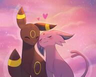 affection amount:pair atmosphere:sunset body-type:feral cheek-rub cuddling forehead-gem pressing-same-body-part-against-each-other romance series:eeveelutions series:pokemon species:espeon species:umbreon style:girly style:outline // 2048x1638 // 261KB