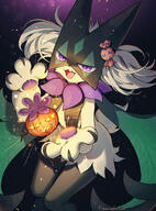 amount:solo atmosphere:halloween atmosphere:spooky body-type:anthro series:pokemon species:cat species:meowscarada style:chromatic-aberration // 1182x1600 // 2.1MB