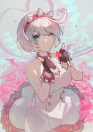 amount:solo atmosphere:abstract-setting atmosphere:flowers body-type:humanoid collar dress heart-shape species:human spiked-collar style:dithering style:kawaii visual-teasing // 868x1228 // 168KB