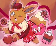 amount:solo atmosphere:valentines-day body-type:feral chocolate chocolatier cupcake donut dress food hall-of-fame:bronze hall-of-fame:gold hall-of-fame:silver lollipop series:pokemon species:eevee style:contrasting-colors style:girly style:kawaii sweets // 1970x1642 // 325KB