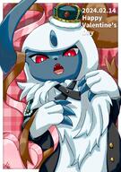 amount:solo atmosphere:valentines-day body-type:feral chocolate hat jacket outfit species:absol style:detailed-pattern style:kawaii // 1443x2048 // 564KB