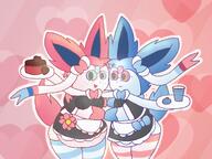 amount:pair atmosphere:valentines-day body-type:anthro body-type:feral body-type:overweight body-type:semi-anthro chocolate feminine flower forehead-gem freckles nerdy oran-berry series:eeveelutions series:pokemon species:sylveon style:girly style:outline style:very-girly thigh-highs wearing-bow wearing-flower // 2160x1620 // 3.5MB
