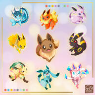 amount:multiple body-type:feral grouping:all-eeveelutions hall-of-fame:bronze hall-of-fame:silver series:pokemon species:eevee style:colored-lines style:intentional-blur style:kawaii style:thin-border // 3125x3125 // 1.9MB