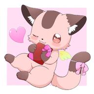 amount:solo atmosphere:valentines-day body-type:feral presents species:cat style:chibi style:girly style:kawaii wearing-bow // 2048x2048 // 210KB